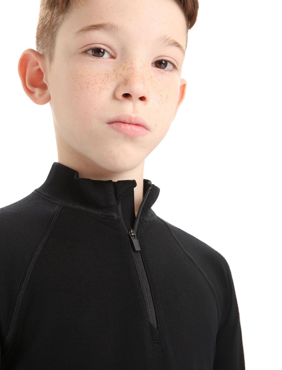 Black Kids' Icebreaker Merino 260 Tech Half Zip Thermal Top Long Sleeve | USA 1941FDNM